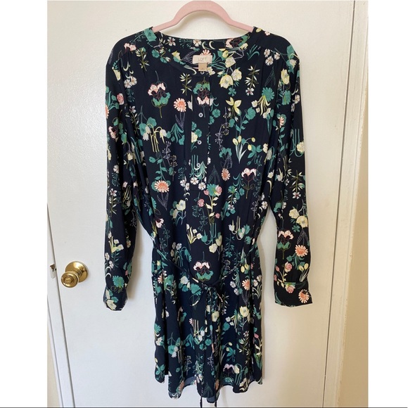 Loft floral Henley dress with cuffed long sleeves - Picture 1 of 4